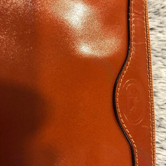 Vintage Cristian Italy Cognac Brown Leather Case Cross Body Purse Handbag - Picture 5 of 9